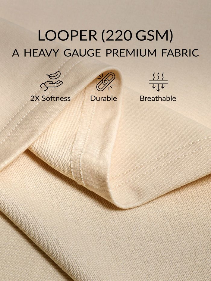Cream Plain Oversized T-shirt for Men