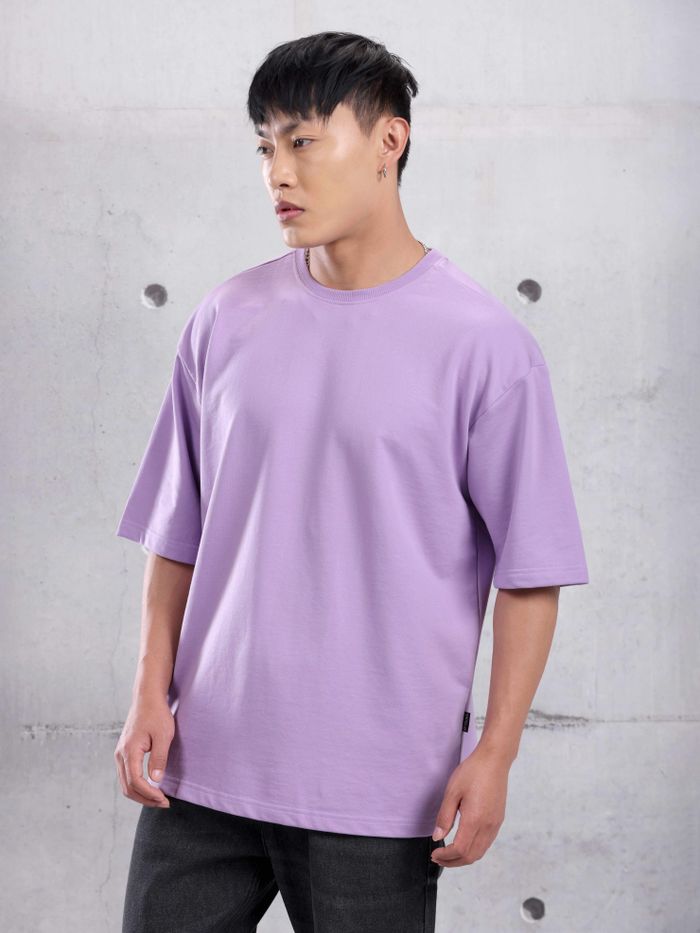 Lilac Plain Oversized T-shirt for Men