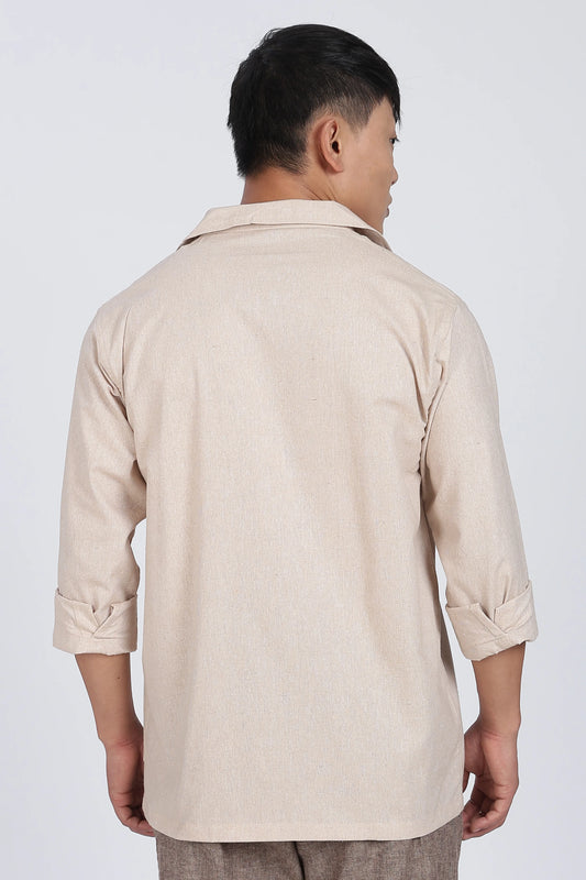Plain Beige Linen Shirt