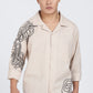 Beige Embroidered Summer cotton Linen Shirt
