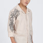 Beige Embroidered Summer cotton Linen Shirt
