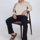 Beige Embroidered Summer cotton Linen Shirt