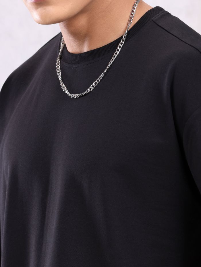 Black Plain Oversized T-shirt for Men