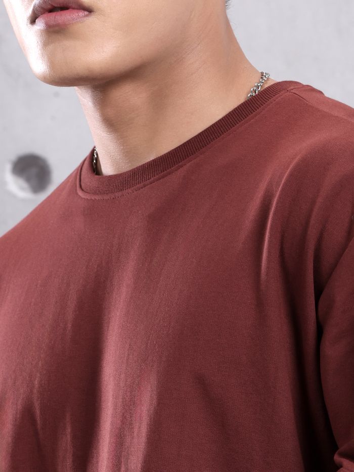 Brick Brown Plain Oversized T-shirt for Men