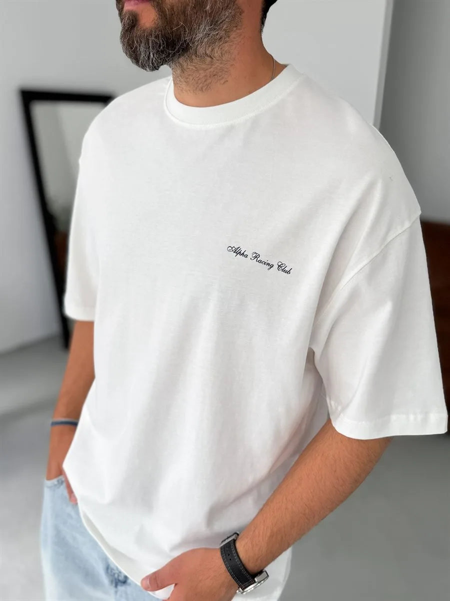 White Alpha Racing Oversize Tees