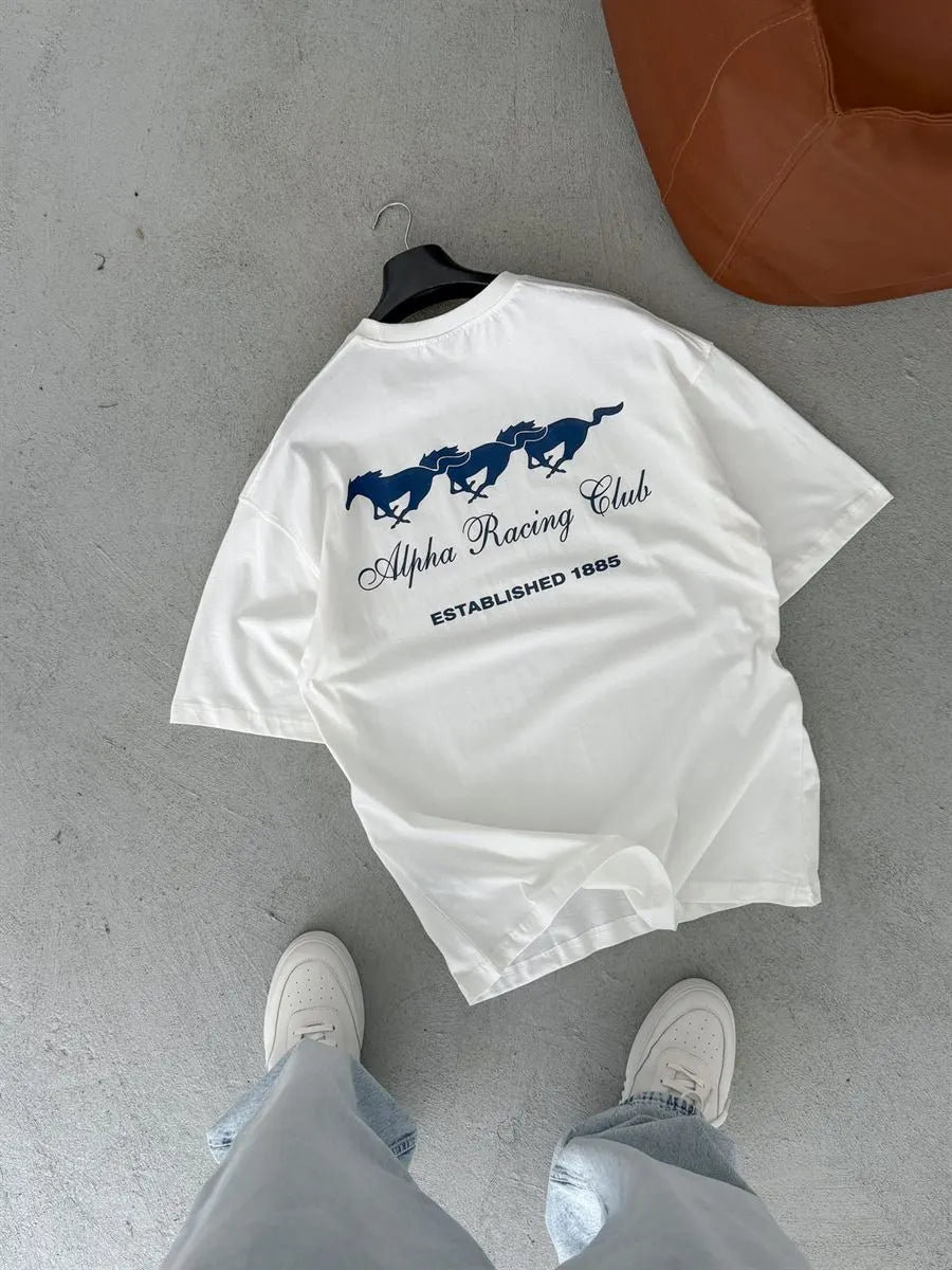 White Alpha Racing Oversize Tees