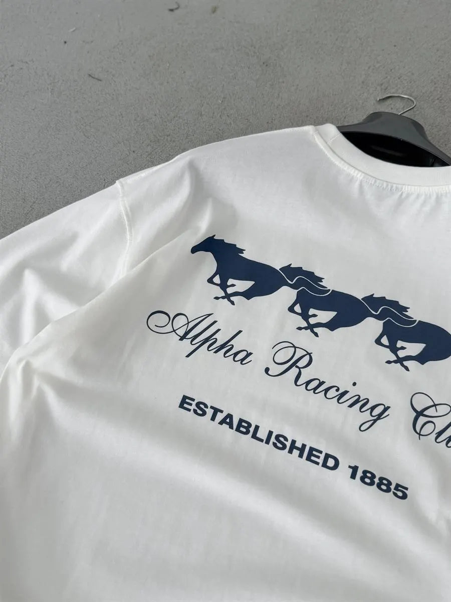 White Alpha Racing Oversize Tees