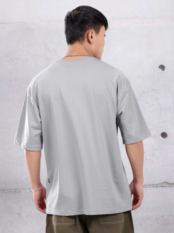 Light Grey Plain Oversized T-shirt for Men