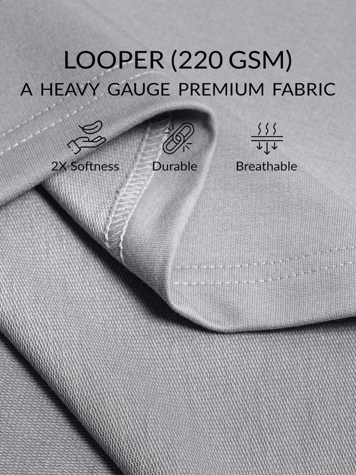 Light Grey Plain Oversized T-shirt for Men