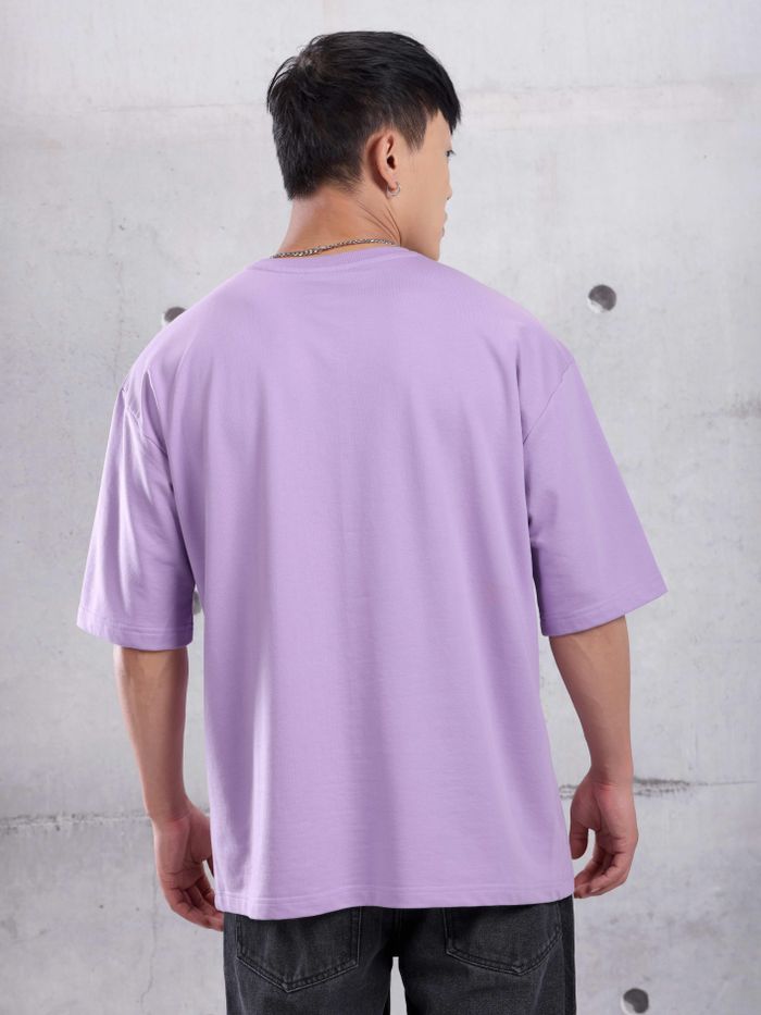 Lilac Plain Oversized T-shirt for Men