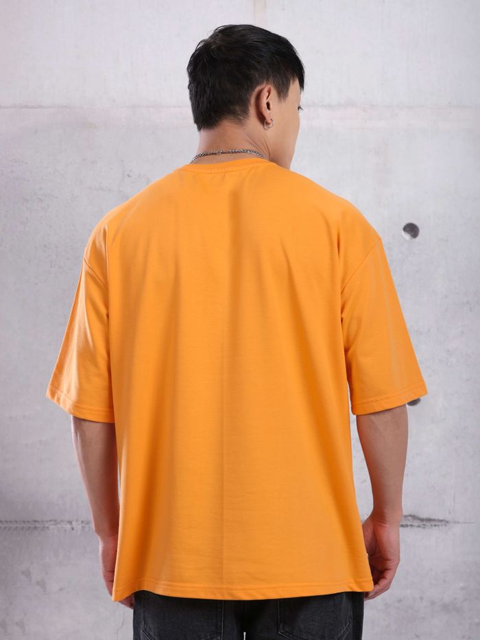 Flame Orange Plain Oversized T-shirt for Men