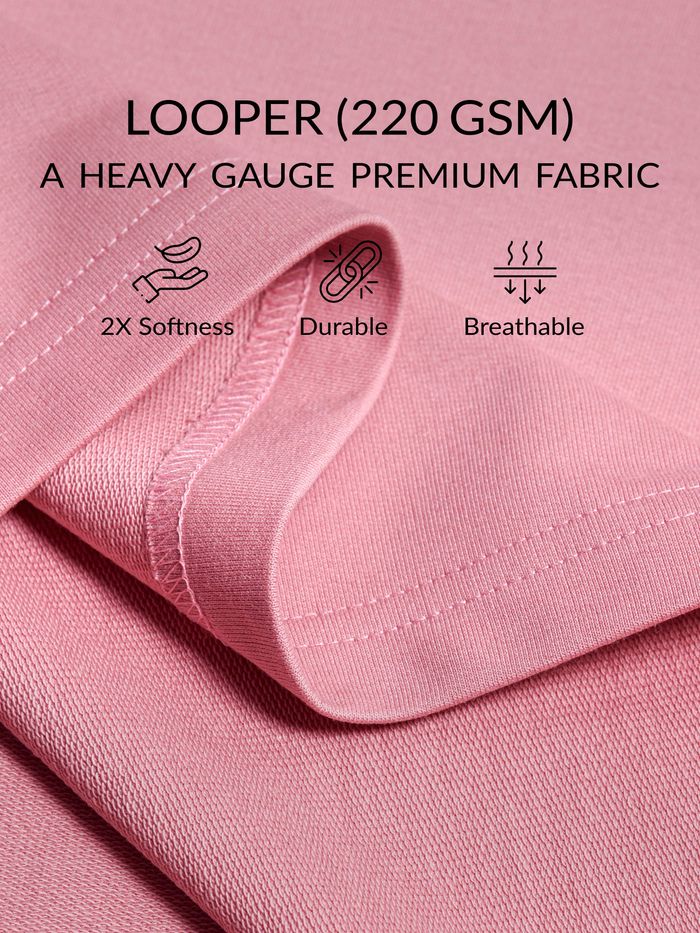 Pink Plain Oversized T-shirt for Men