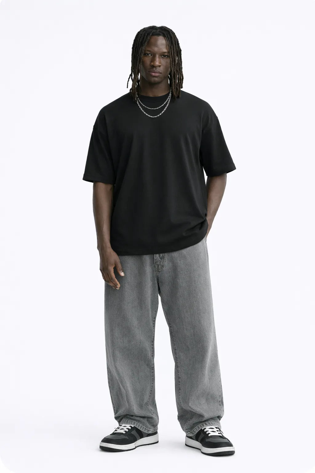 Black Plain Oversized T-shirt for Men